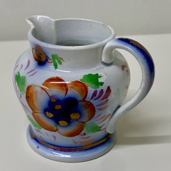 19th Century Antique Gaudy Welsh Ironstone Grape Pattern Miniature Pitcher Jug - Picture 15 of 16